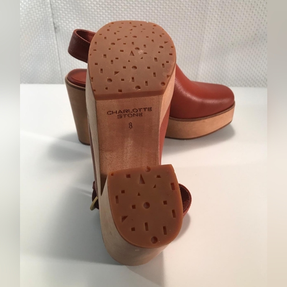 Charlotte Stone Leather Platform Mules - Rust - Picture 8 of 11